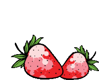 a drawing of two strawberries with spots on them on a white background