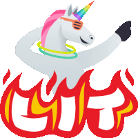 an illustration of a unicorn wearing sunglasses and a rainbow horn