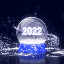 a snow globe with the number 2022 on it