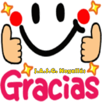 a smiley face with thumbs up and the words gracias below it