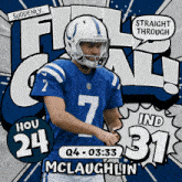 an advertisement for indianapolis colts quarterback hou 24 mclaughlin