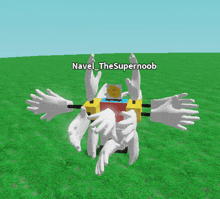 a cartoon character with a smiley face and the name navel the supernoob on it