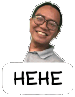 a sticker of a man with glasses and the word hene