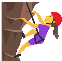 a woman wearing a red helmet is climbing up a rock wall