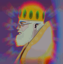 a drawing of a man with a beard and a crown on his head