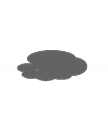 a cartoon drawing of a cloud with a small hole in it