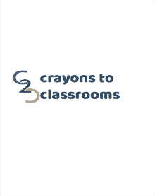 a logo that says crayons to classrooms with a crayon in the middle