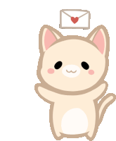 a cat with an envelope with a heart on it 's head