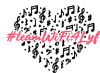 a heart made of music notes with the words #teamwifi4lyf in red