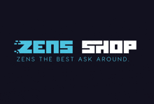 a logo for zen 's shop that says zens the best ask around