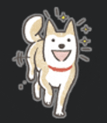 a cartoon drawing of a brown and white dog with flowers on its head .