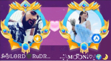 a man and a woman with the words lord rudr moon