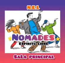 a poster for nomades espíritu libre shows a group of people dancing