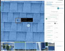 a computer screen shows a picture of a roof with a potential damage .