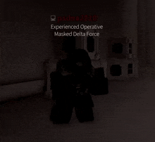 padna2010 experienced operative masked delta force is shown in a dark room