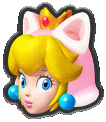 princess peach is wearing a pink hat with ears and a crown .