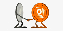 a coin with arms and legs is shaking hands with an orange coin