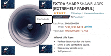 an amazon page for extra sharp shawblades extremely painful