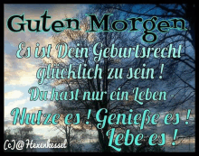 a picture of a tree with the words guten morgen