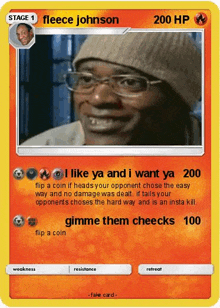 a pokemon card that says fleece johnson on the front