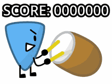 a cartoon drawing of a shield playing a drum with the words score 000000 on the bottom