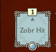 a card that says zobr hit in a square