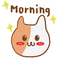 a drawing of a cat with the words morning on it