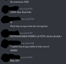 a screenshot of a conversation between se mamaron xxxd and bap xddd