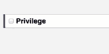 the word privilege is on a white banner with a blue border