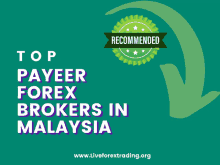 an advertisement for top payeer forex brokers in malaysia with a green arrow pointing down