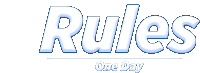 a logo for rules one day that is blue