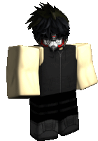 a 3d model of a roblox character with black hair