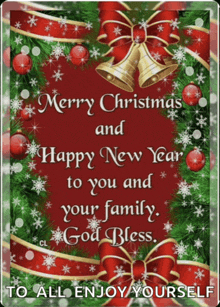 a merry christmas and happy new year greeting card