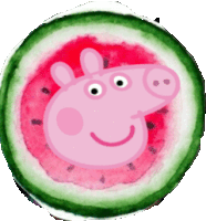 a slice of watermelon with a peppa pig on it