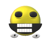 a yellow smiley face with black eyes and a black mouth