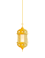 a yellow lantern hanging from a string with a light inside