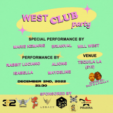 a poster advertising a west club party on december 2nd 2022