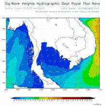 a map showing wave heights in the royal thai navy