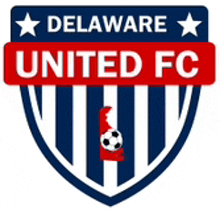 a logo for delaware united fc with a soccer ball