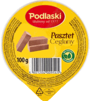 a yellow container of pasztet ceglany 100 g