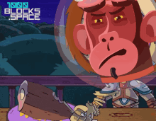 a cartoon of a monkey with the words 1000 blocks space behind it