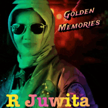 a picture of a woman wearing sunglasses and a hijab with the name r juvita on the bottom