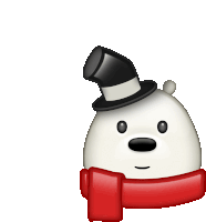 a polar bear wearing a top hat and a red scarf