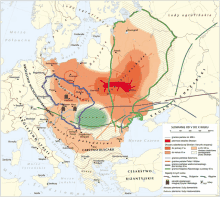 a map of europe with a red circle that says carstwo bulgarii