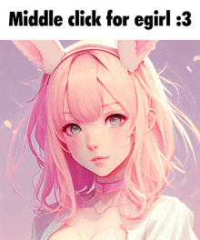 a picture of a girl with pink hair and bunny ears