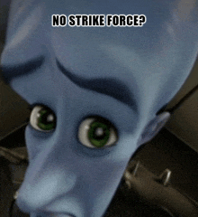 a cartoon character with the words no strike force written on it