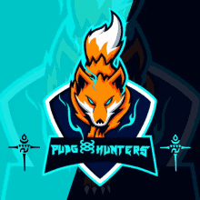 a logo with a fox and the words pubg & hunters on it