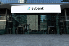 a large building with a large isybank sign above the entrance