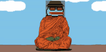 a cartoon of a monk with a pixelated face