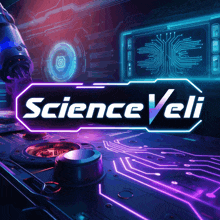 a purple and blue sign that says science veli on it